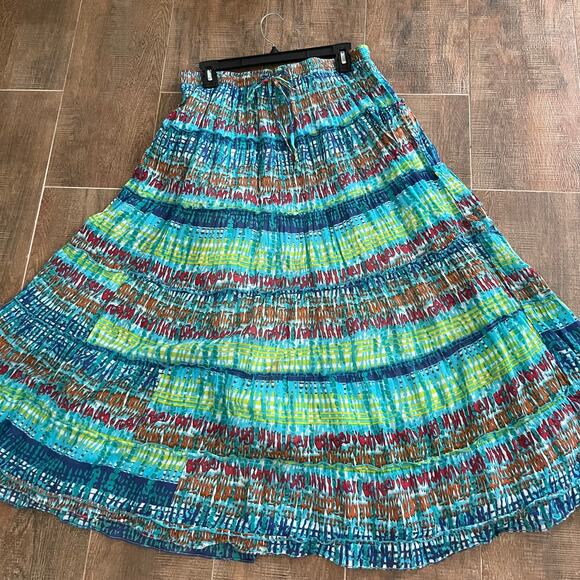 Kim Rogers Women's Tiered Festival Boho Hippie Gypsy Skirt Large 100% Cotton - Picture 2 of 7